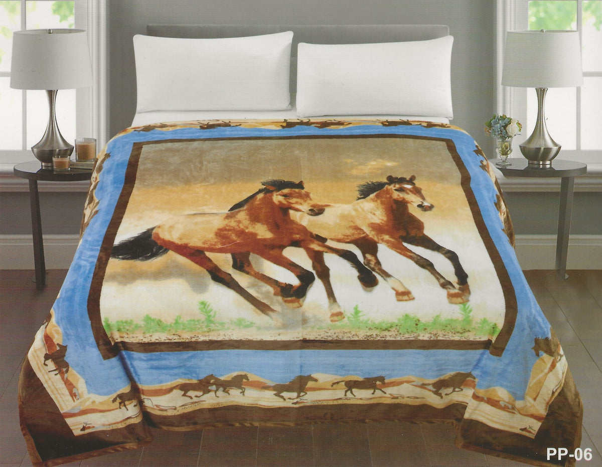 Horse Flannel Blanket Sally Linen