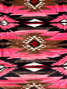 Pink & Brown Southwest Aztec Flannel Blanket