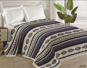 Blue & Cream Aztec Flannel Blanket