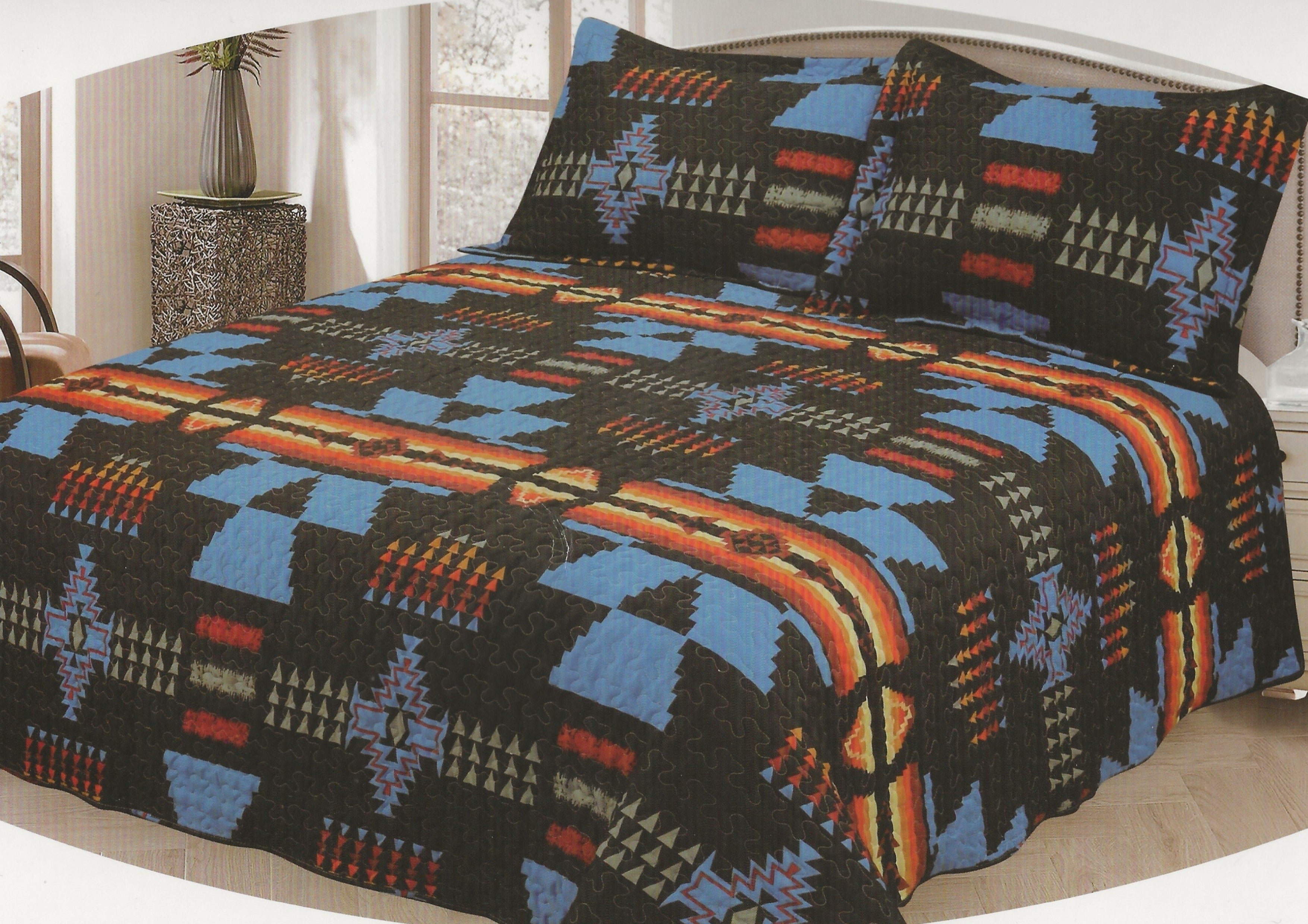 Black Aztec Southwestern Quilt