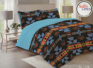 Black Southwest Aztec Borrego Blanket Set