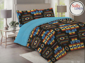 Black Southwest Aztec Borrego Blanket Set